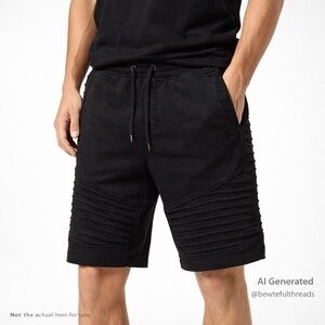 Contender Men’s Small Black Moto Sweat Shorts Streetwear